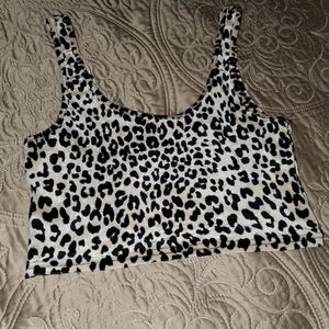 Cropped velvet leopard top